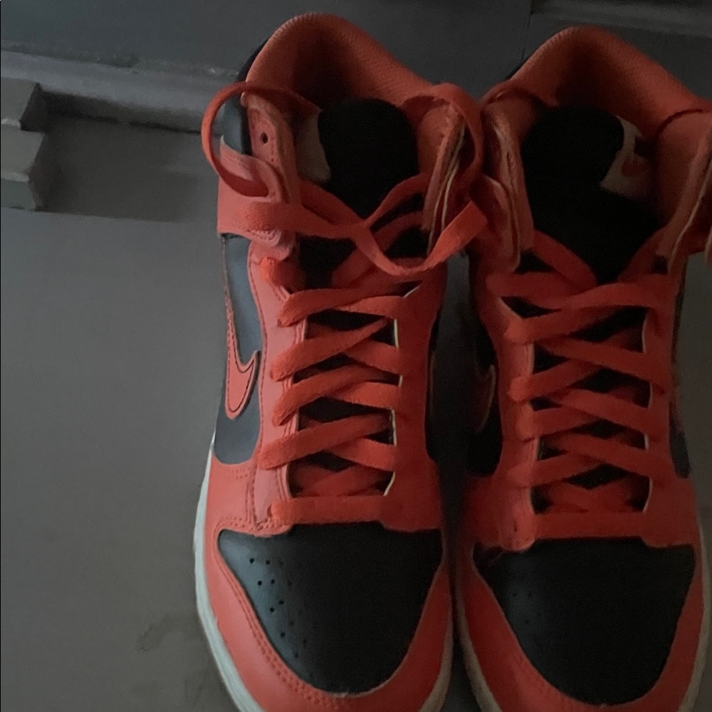 Nike Black and Orange  High-Top Sneakers
